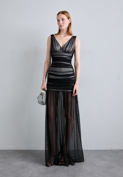 Norma Kamali TARA PICKLEBALL GOWN - Vestido de fiesta - black/snow white