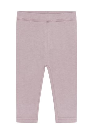 Helllila leggings aus weichem Stoff, mit enger Passform, elastischem Bund und gesäumten Abschlüssen, ohne sichtbare Muster oder Logos.