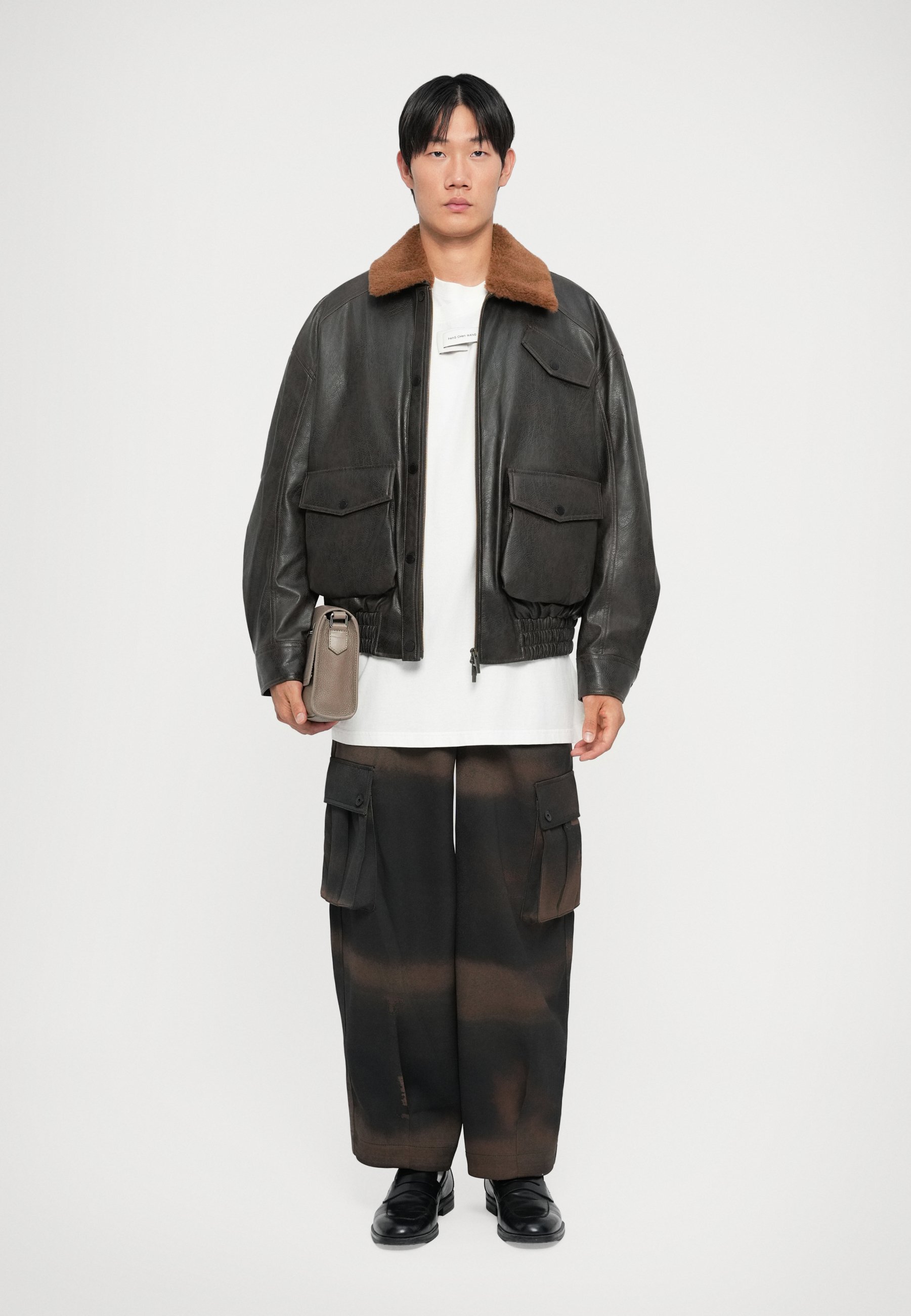 Feng Chen Wang Faux leather jacket - dark brown - Zalando.co.uk