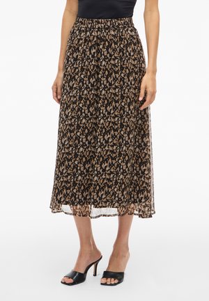 VILA VIFALIA MIDI - A-lijn rok - black/hazel