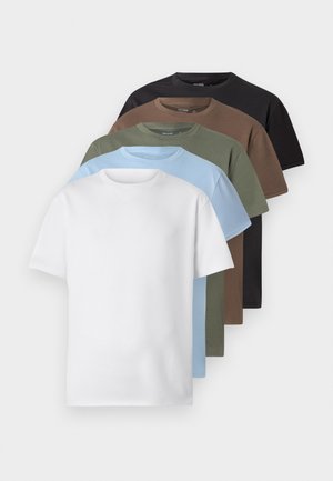 5 PACK - T-shirt básica - white/light blue/green/khaki/black