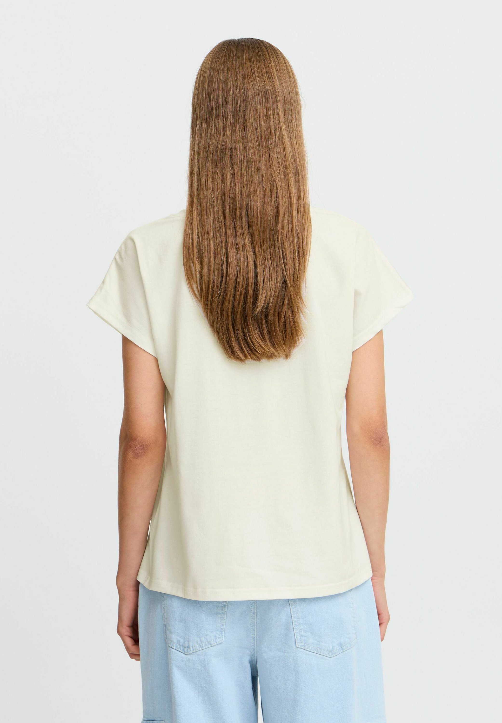 ICHI IXJANET - T-shirts med print - cloud dancer w lemon