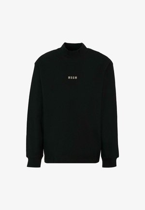 Czarna bluza z długimi rękawami, wysokim dekoltem oraz logo MSGM nadrukowanym na złoto na piersi. Wykonana z miękkiego materiału. Prosty, nowoczesny design.