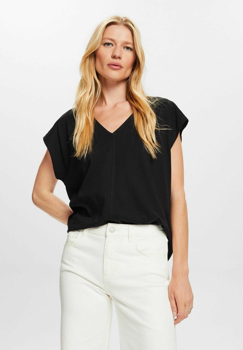 Edc By Esprit - T-shirt Basique Femme - Coupe Classique - 100% Coton (probable) - Noir - Taille S