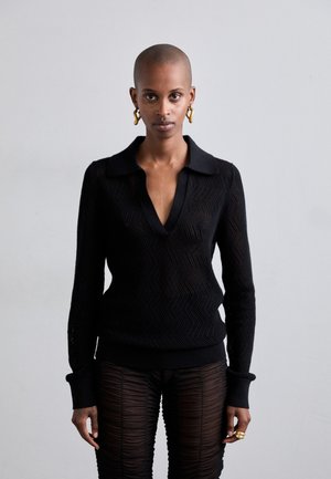 NICOLA IN ZIG ZAG POINTELLE - Pullover - black