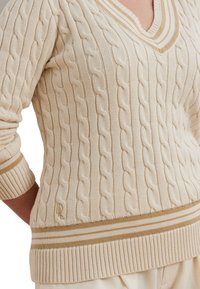 Lauren Ralph Lauren Woman GASSED COTTON LONG SLEEVE SWEATER - Jersey de punto - mascarpone cream/sand dune