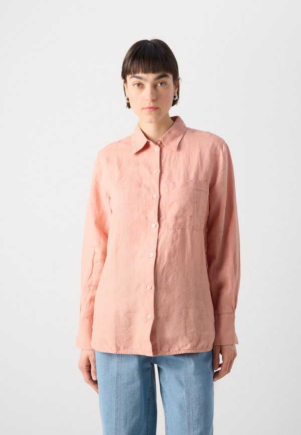BLOUSE EASY SHAPED LONG SLEEVE CHEST POCKET SOLIDw - Button-down blouse - mellow peach3