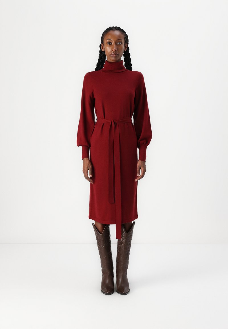 VILA VIAMANDA TURTLE NECK DRESS - Stickad klänning - cabernet
