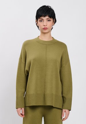 INFLUENCER, INFLUENCER PULLOVER STAND-UP COLLAR OVERSIZED PULLOVER - Trui - olive