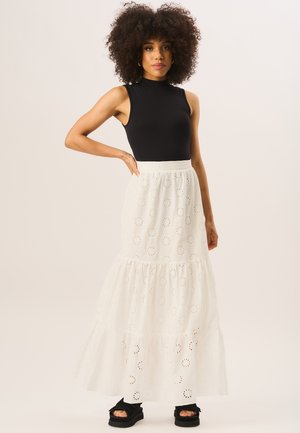 TIERED EMBROIDERED  - Maxi skirt - white