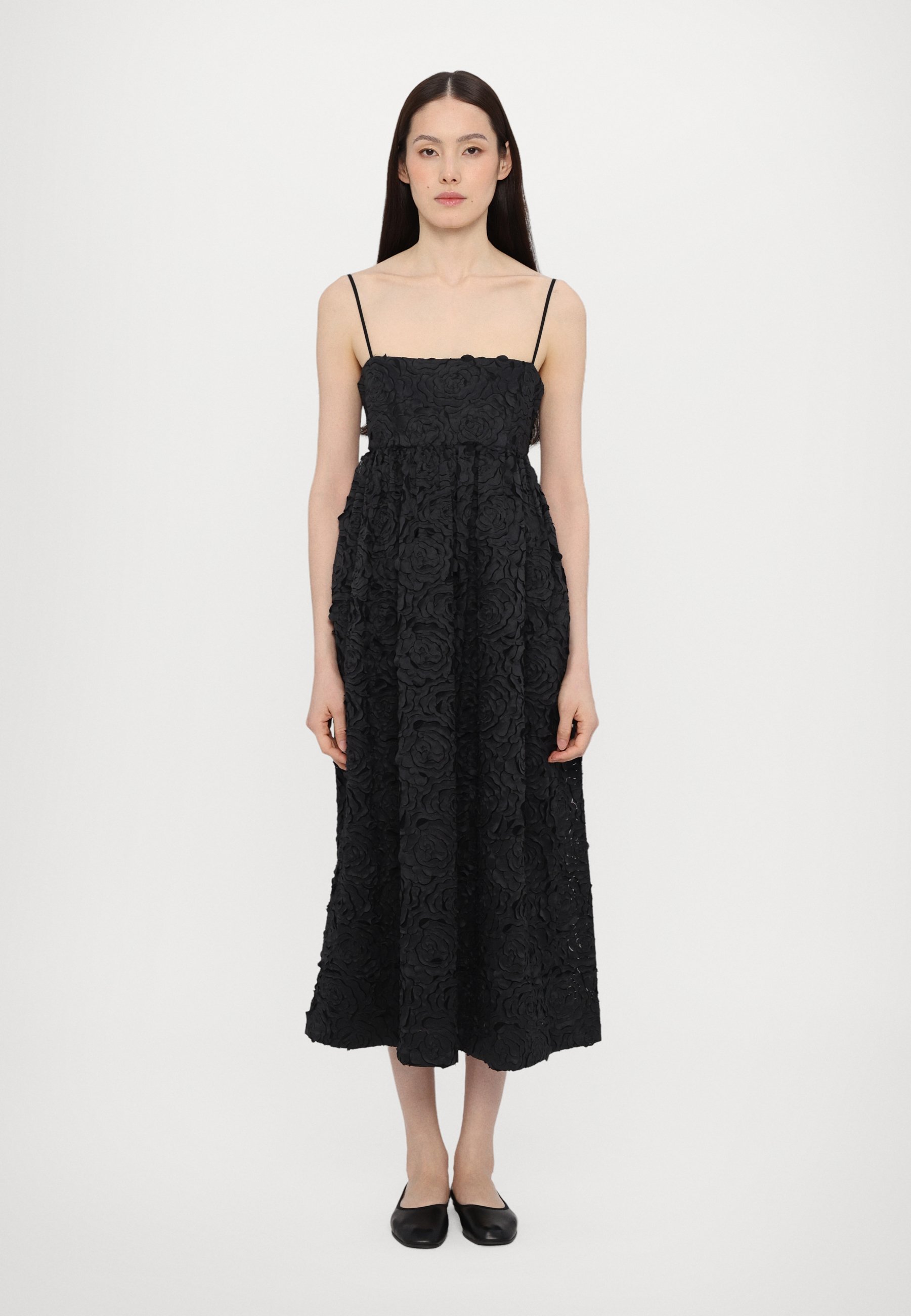 stine goya voluminous gathered midi dress Stine Goya Long Sleeve Voluminous Dress Ditzy Petunia