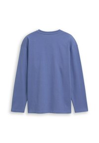 Langsleeve shirt in zachte blauwe katoen met een ronde hals, relaxte pasvorm en rechte zoom. Bevat geen zichtbare logo's of patronen.