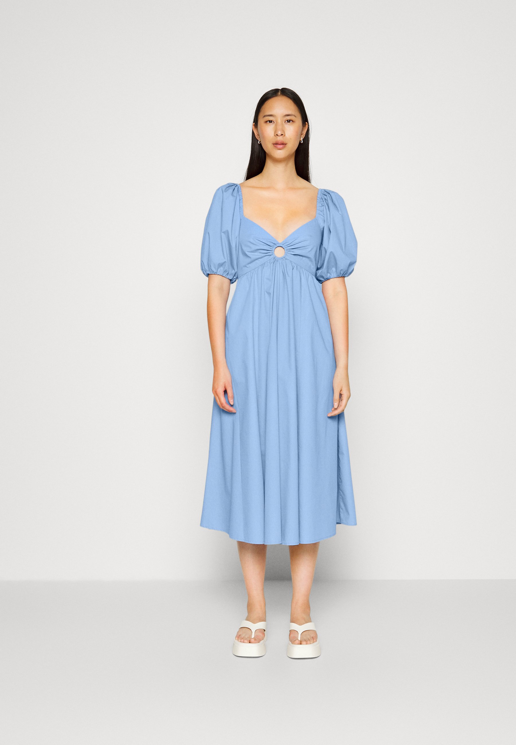 midi day dress with sleeves