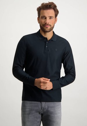 WITH STRUCTURED PATTERN - Poloshirt - dark blue plain