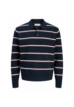 Jack & Jones, KNITTED POLO STRIPED KNITTED POLO - Polo - sky captain
