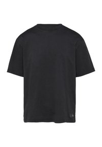 Zwarte katoenen T-shirt met korte mouwen, ronde hals en een ontspannen pasvorm. Voorzien van een klein label in de onderste hoek.