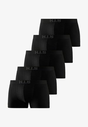 Black boxer shorts with a soft, smooth fabric. Features a logo-embellished waistband and a snug fit, designed for comfort and support.