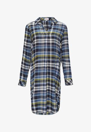 Geruit shirt in katoenmix, met blauwe, groene, witte en zwarte patronen, lange mouwen met knoopmanchetten en een kraag.