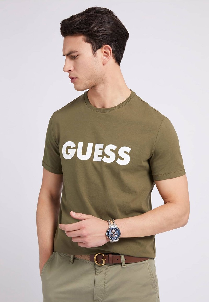 Guess FRONTLOGO Print Tshirt grün/green Zalando.de