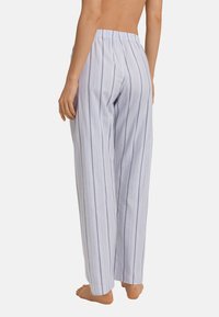 Lichte pyjamabroek in lichtblauw met witte strepen, met een elastische tailleband en een relaxte pasvorm met een rechte pijp.
