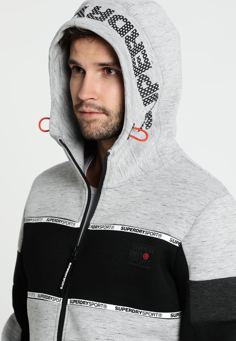 gym tech stretch block zip hoodie
