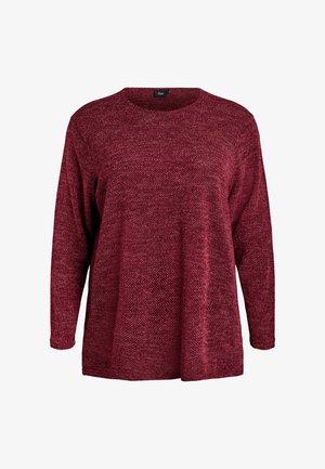 Burgundia toodetud pikakäiselise sviitri, millel on ümar kaelus ja lahtine lõige. Tekstureeritud kangas, millel on peen mustriga kogu pinnal.