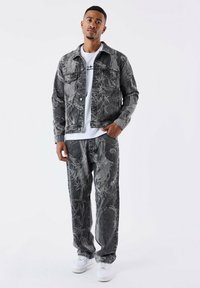 Project X Paris MOTIF VÉGÉTAL - Jeans a sigaretta - gris