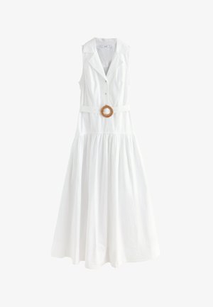 Next, REGULAR FIT - HALTER SHIRT MIDI BELTED DRESS . - Paitamekko - white