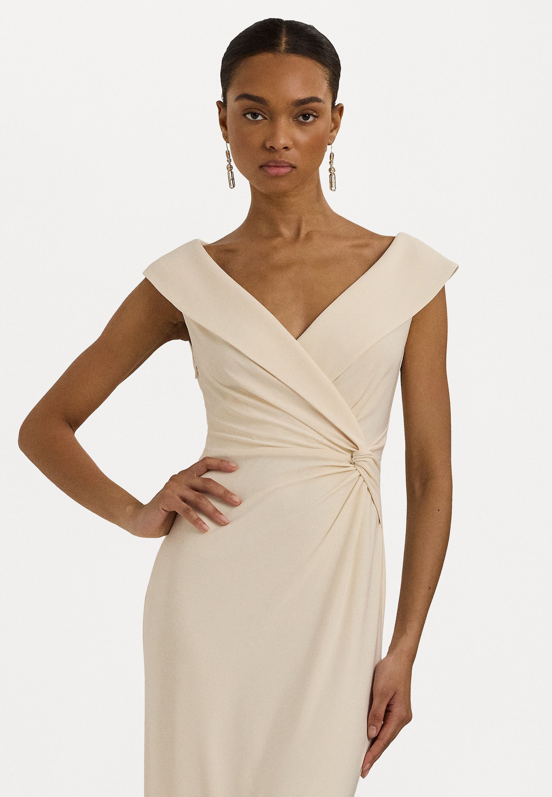 Lauren Ralph Lauren JERSEY OFF THE SHOULDER GOWN - Occasion wear -  mascarpone cream/white - Zalando.co.uk