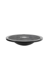 Haut-parleur noir rond avec une surface texturée, comportant des rainures horizontales et un centre légèrement surélevé pour l'amplification du son.