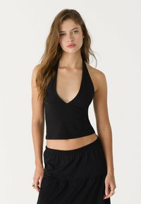 Stradivarius - V-NECK HALTER - Top - black Thumbnail Image 1