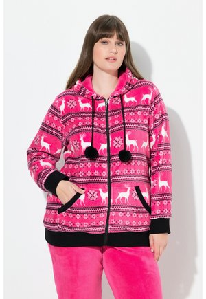 NORDIC STRIPE PRINT PLUSH LOUNGE - Cardigan - pink