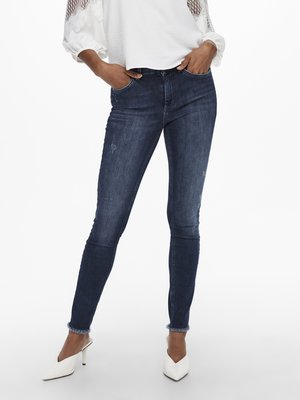 ONLBLUSH LIFE MID RAW - Jeans Skinny - dark blue denim