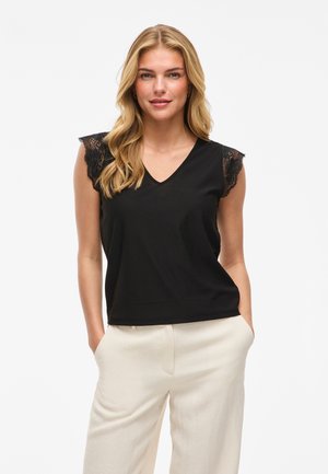 VILA VITRAV V NECK - Βασικό μπλουζάκι - black