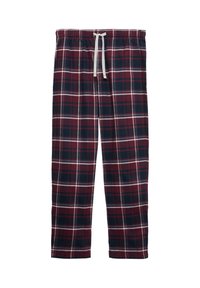 Geruite loungebroek in bordeaux, marineblauw en wit, met een elastische tailleband met koord en een soepele katoenstof.