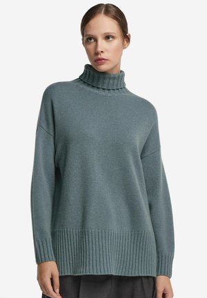 MIT ROLLKRAGEN AUS ULTRASOFT - Stickad tröja - light blue