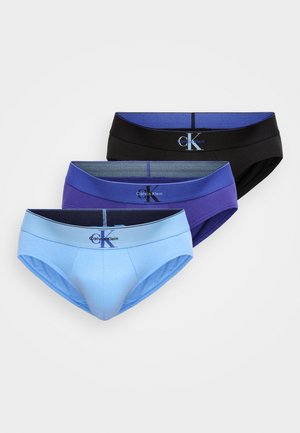 HIP BRIEF - CK X COTTON 3 PACK - Trumpikės - black/blue river fog/blue river