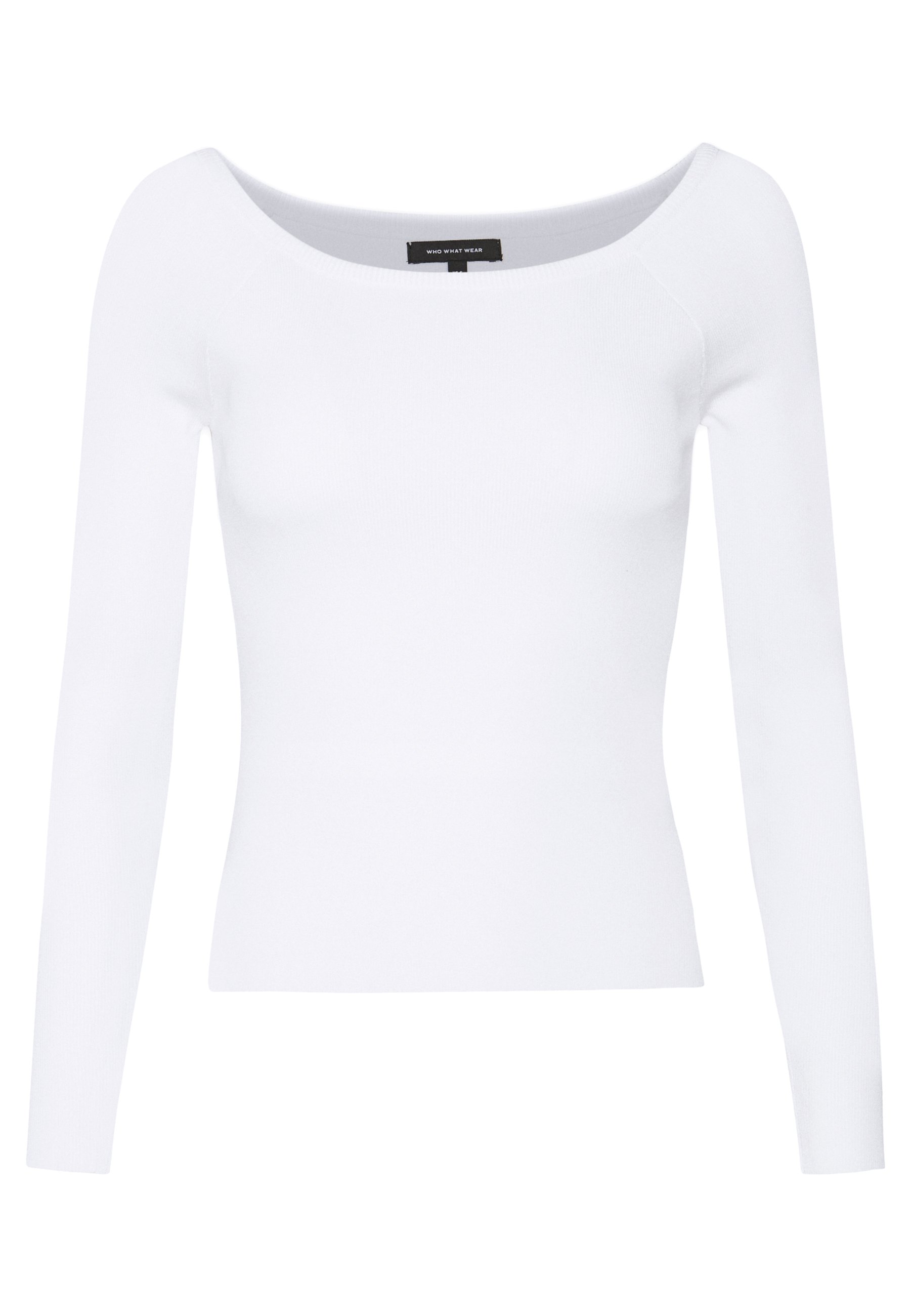 Who What Wear THE LONG SLEEVE OFF THE SHOULDER Who What Wear THE LONG SLEEVE OFF THE SHOULDER - Strikkegenser - white
