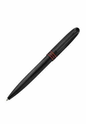 Black retractable ballpoint pen with red accent and "Festina" branding on clip band, textured grip, and silver tip.
