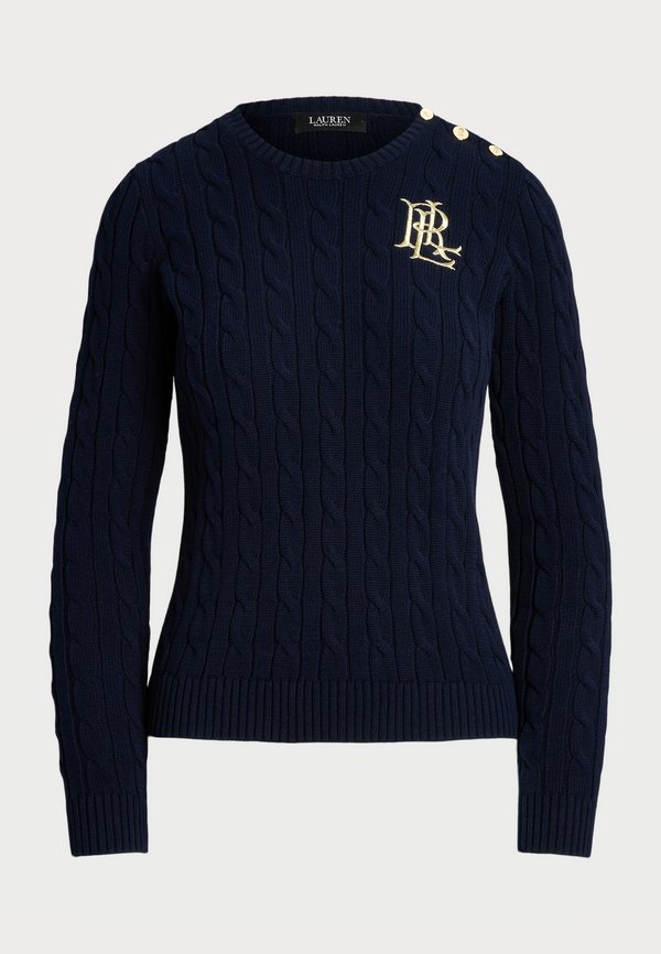 BUTTON TRIM CABLE KNIT COTTON JUMPER - Jumper3