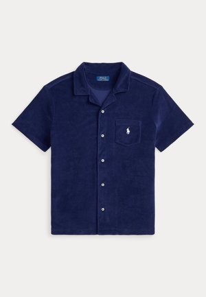 CUSTOM SLIM FIT TERRY CAMP SHIRT - Ing - newport navy