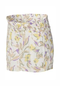 Bloemige shorts in een lichtgewicht stof, met een gerimpelde tailleband en kleuren zoals wit, geel, paars en groen.
