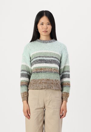 ONLY ONLALYSSA LIFE O NECK  - Pullover - magnet/aqua gray/cloud dancer/hedge green