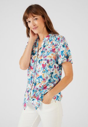 Chemisier H&M Bleu à Imprimé Fleurs - Taille 46/XL - En Parfait état Occasion - Coton élasthanne