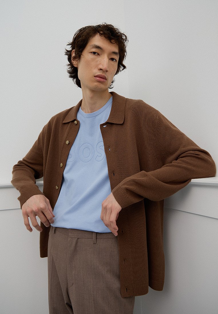 Boss T-shirt print lichtblauw