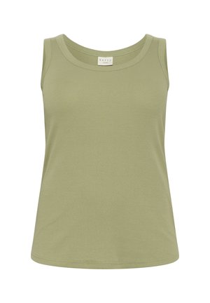 Light green, sleeveless tank top made of ribbed fabric. Features a rounded neckline and a relaxed fit. No visible patterns or accents.