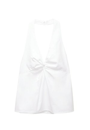 PULL&BEAR HALTER V-NECK  - Blouse - white