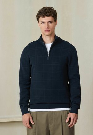 Next, TEXTURED CHECK QUARTER ZIP JUMPER - Strickpullover - navy blue