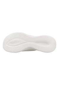 Hvit sneakersåle med strukturert gummioverflate, med en bølgete mønster og ribber for grep. Rent design, ingen synlige logoer eller aksenter.