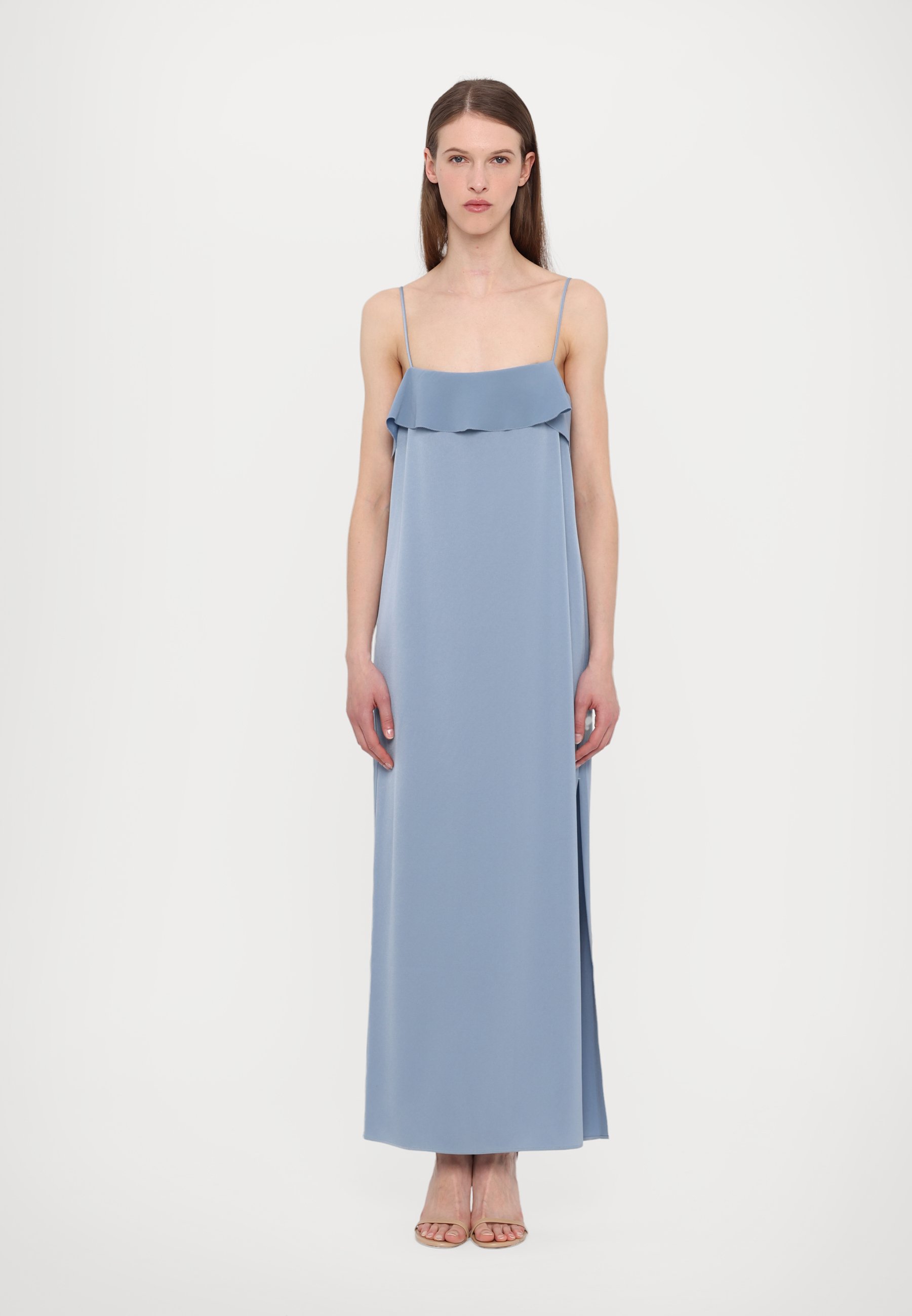 princess polly baby blue dress Light Blue Spaghetti Strap Maxi Dress with Sheer Chiffon Cape – shopaleena